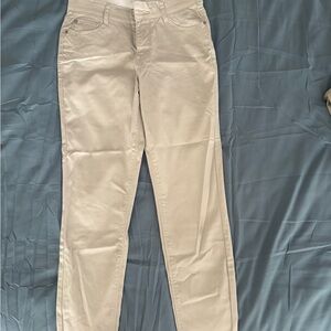 Cropped Ankle Pants in Light Beige - Women's Slim Fit